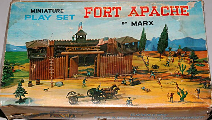 FORT APACHE western fort pieces MARX plastic toy soldiers cavalry Indians Cowboy
